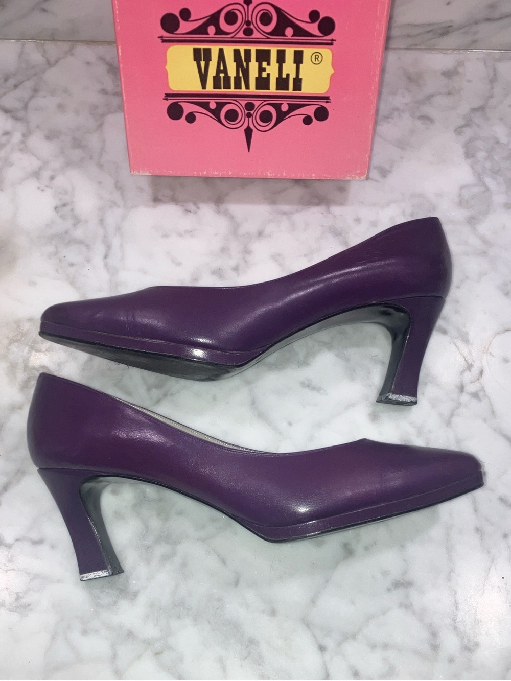 Vintage Van Eli plum purple heels pumps size 8.5 M MADE IN SPAIN WOMENS - Picture 6 of 13